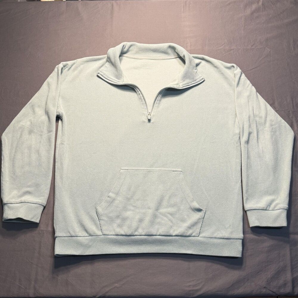 Marc New York Sweatshirt Mens Medium Light Blue Quarter Zip Waffle Knit Pullover